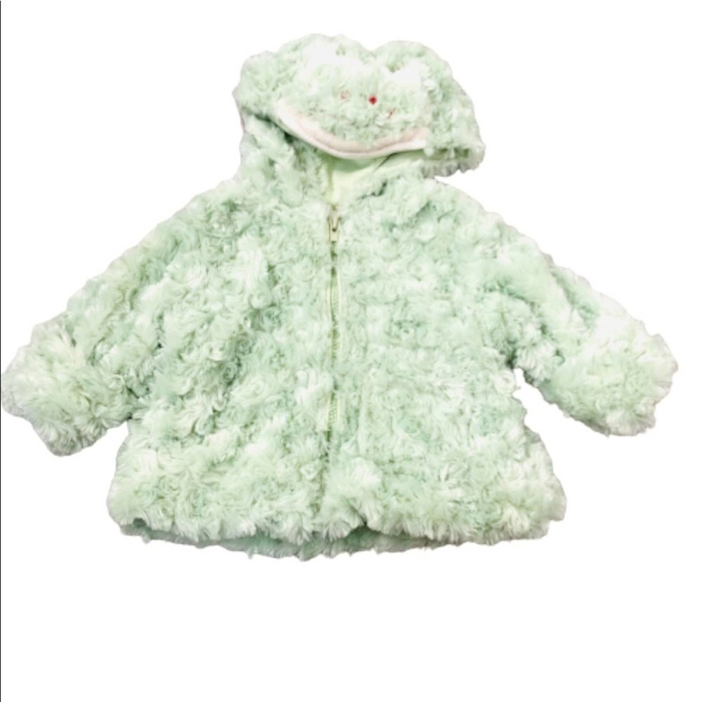 Maison Chic Light Green Furry Infant Jacket Coat